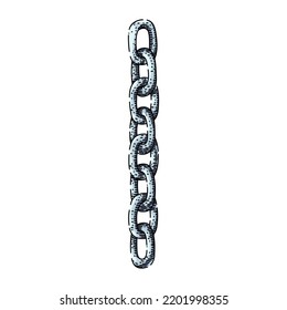 chain metal hand drawn vector. iron silver, link steel, security strong, necklace chrome, strength, heavy safety element, protection lock connection chain metal sketch. isolated color illustration