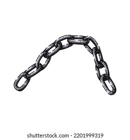 chain metal hand drawn vector. iron silver, link steel, security strong, necklace chrome, strength, heavy protection lock connection chain metal sketch. isolated color illustration