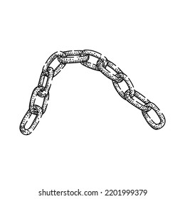 chain metal hand drawn vector. iron silver, link steel, security strong, necklace chrome, strength, heavy protection lock connection chain metal sketch. isolated color illustration