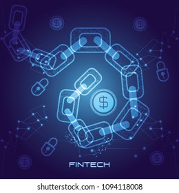 chain with money financial technology icon