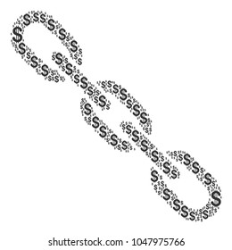 Chain mosaic of dollars. Vector dollar icons are united into chain mosaic.
