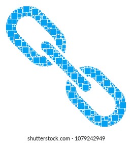 Chain mosaic icon of square figures and round items in different sizes. Vector objects are organized into chain collage design concept.