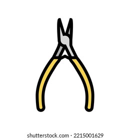 chain nose pliers color icon vector. chain nose pliers sign. isolated symbol illustration