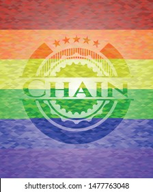 Chain on mosaic background with the colors of the LGBT flag