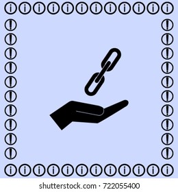chain on the palm icon, link vector illustration