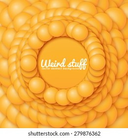Chain of orange spheres with soft shadows on the orange background. Abstract geometric background. 