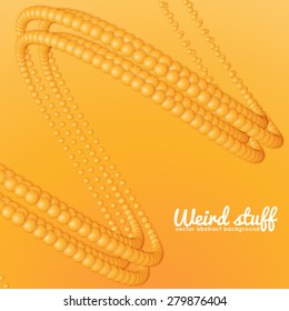 Chain of orange spheres with soft shadows in form of helix on the orange background. Abstract geometric background. 