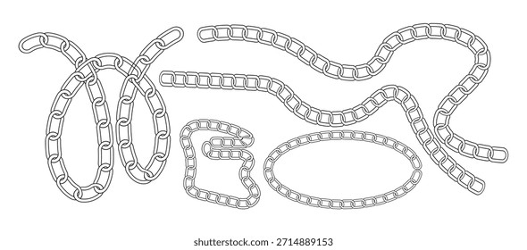 Chain outline Vectors. Broken and Linked Chain Icons Set.