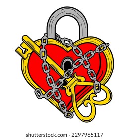 Chain Padlock Key Patch V69 Patch Streetwear, Urban Design Red and Yellow Colors Patch Commercial Use