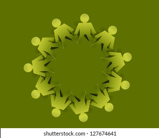  Chain Of Paper People Cut, Vector Eps 10