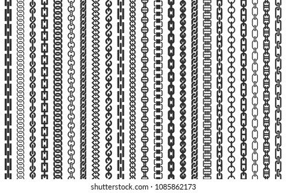 Chain pattern brush set of braided ropes vector illustration