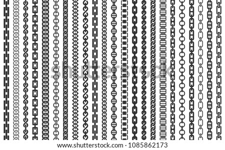 Chain pattern brush set of braided ropes vector illustration