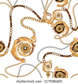 Chain pattern.Golden chains. Belt, rope, tassel pattern chain pattern.