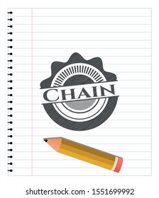Chain pencil strokes emblem. Vector Illustration. Detailed.
