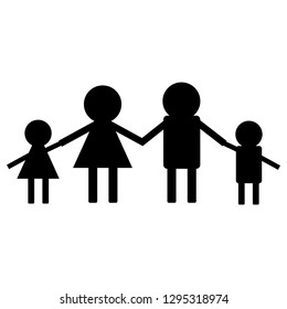 Chain of people - black family symbol. Vector illustration.