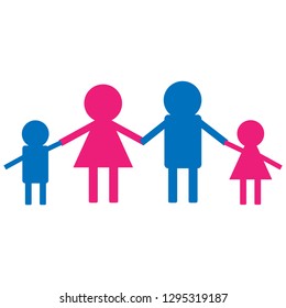 Chain of people - color family symbol. Vector illustration.