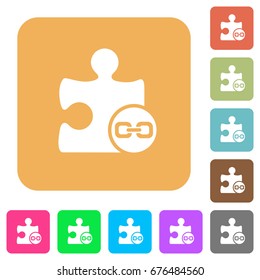 Chain plugin flat icons on rounded square vivid color backgrounds.