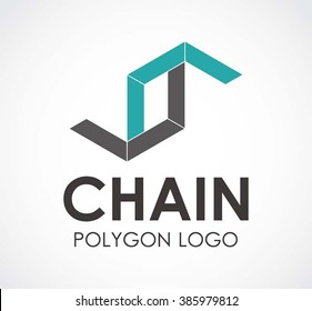 Chain polygon of group connection abstract vector and logo design or template line linking business icon of company identity symbol concept