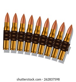 Chain of powerful cartridges isolated on white background. Vector illustration