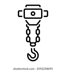 Chain pulley with hook, line style icon