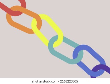 A chain with rainbow links, LGBTQ+ pride month, human rights