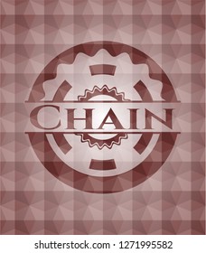 Chain red badge with geometric pattern. Seamless.