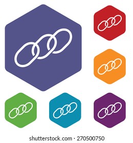 Chain rhombus icons set in different colors. Vector Illustration