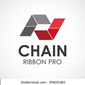 Chain ribbon of geometric connection abstract vector and logo design or template link business icon of company identity symbol concept