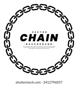 Chain round frame. Circle necklace silhouette black and white isolated on the background. Border frames. Vector Illustration