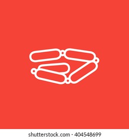 Chain of sausages line icon.