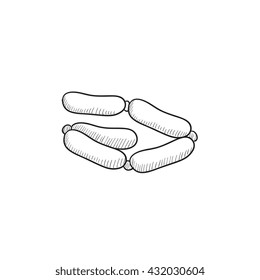 Chain of sausages vector sketch icon isolated on background. Hand drawn Chain of sausages icon. Chain of sausages sketch icon for infographic, website or app.