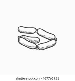 Icono de esbozo vectorial de cadena de salchichas aislado en el fondo. Icono de la cadena de salchichas dibujada a mano. Icono de esbozo de cadena de salchichas para infografía, sitio web o aplicación.