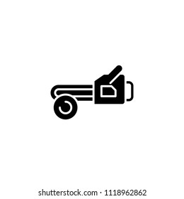Chain saw black icon concept. Chain saw flat  vector symbol, sign, illustration.
