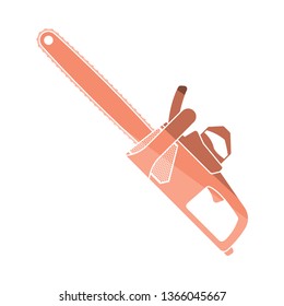 Chain saw icon. Flat color design. Vector illustration.