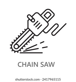 chain saw icon. line vector icon on white background. high quality design element. editable linear style stroke. vector icon.