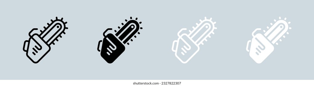 Icono de sierra de cadena en blanco y negro. Ilustración vectorial de signos de herramienta.