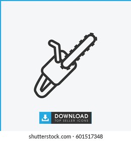 chain saw icon. simple outline chain saw vector icon. on white background.