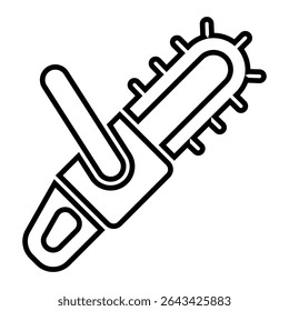 ícone de linha de motosserra design. motosserra fino preto símbolo ilustração vetorial. ícone de traçado editável em fundo transparente.