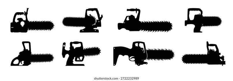 Kettensäge Silhouettenbündel, Vektorgrafik