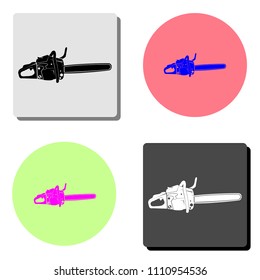Chain saw. simple flat vector icon illustration on four different color backgrounds