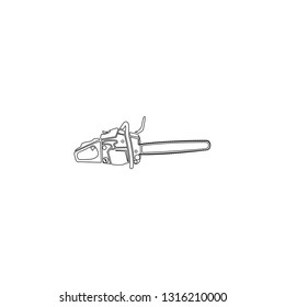Chain saw. simple flat vector icon illustration. outline line symbol - editable stroke