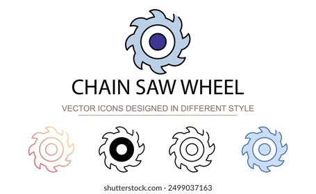 Chain saw wheel icon design with white background stock illustration