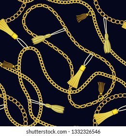 Chain seamless pattern. Baroque trend. Gold Vector illustration 