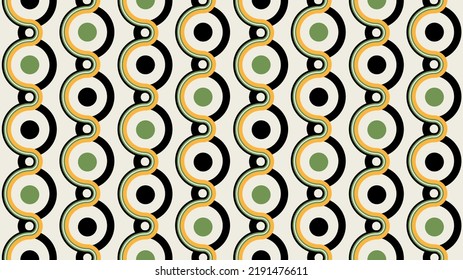 Chain seamless pattern. Repeating design element for printing on fabric. Abstract shapes and organic patterns. Retro and old style, minimalism. Black and yellow lines. Cartoon flat vector