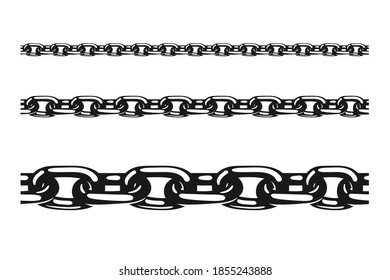 Chain seamless vector illustration. Black print design isolated on white.