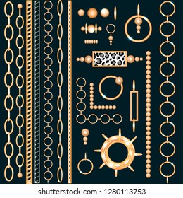 Chain set gold collection vector illustration fashion print