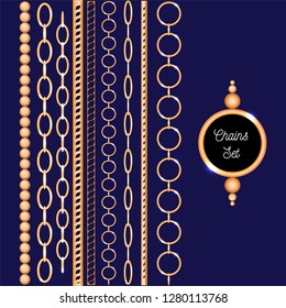 Chain set gold collection vector illustration fashion print