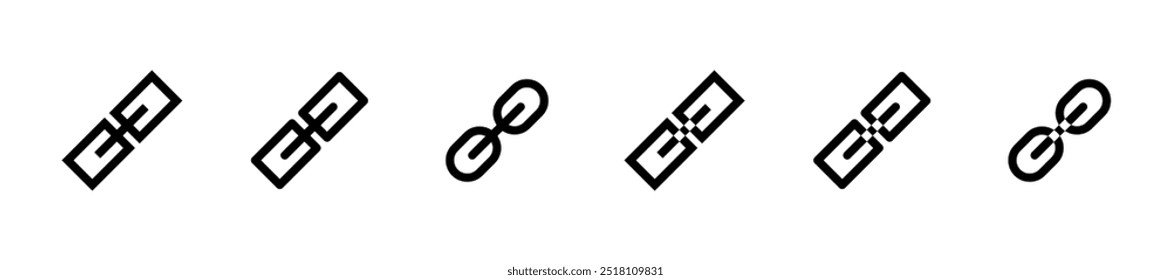 Conjunto de iconos de cadena. Estilo lineal. Iconos del vector.