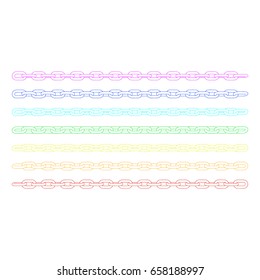 Chain set. Isolated on white background. Vector outline illustration.
