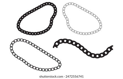 chain set, vector illustration, flat element, straight stretched, sag